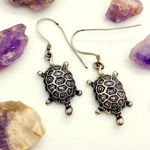 NIB Sterling Silver Turtle Dangle Earrings 009